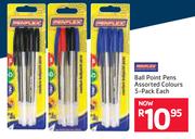 Ball Point Pens Assorted Colours 5-Pack-Each