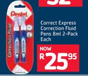 Pentel Correct Express Correction Fluid Pens 2 Pack-8ml Each