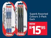 Pentel Superb Assorted Colours 3 Pack-Each