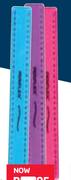 30cm Shatterproof Ruler Assorted Colours-Each