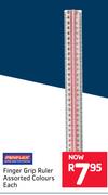 Finger Grip Ruler Assorted Colours-Each