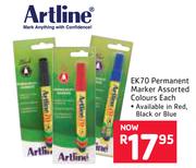 Artline EK70 Permanent Marker Assorted Colours-Each