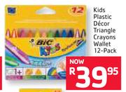 BIC Kids Plastic Decor Triangle Crayons Wallet 12-Pack