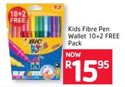BIC Kids Fibre Pen Wallet 10+ 2 Free Pack