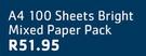 A4 100 Sheets Bright Mixed Paper Pack