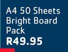 A4 50 Sheets Bright Board Pack
