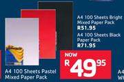 A4 100 Sheets Pastels Mixed Paper Pack