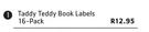 Taddy Teddy Book Labels 16-Pack