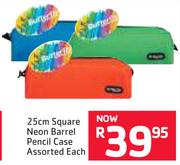 Butterfly 25cm Square Neon Barrel Pencil Case-Each