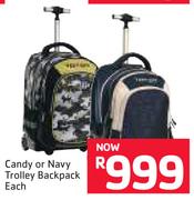 Candy Or Navy Trolley Backpack-Each
