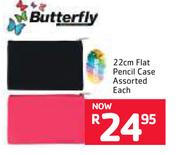 Butterfly 22cm Flat Pencil Case-Each