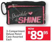 Butterfly 3-Compartment Deluxe Pencil Case-Each