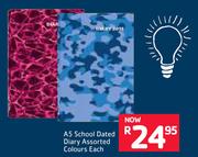 A5 School Dated Diary Assorted Colours-Each