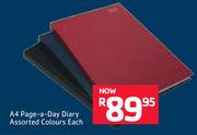 A4 Page-A-Day Diary Assorted Colours-Each