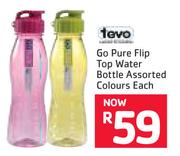 Tevo Go Pure Flip Top Water Bottle Assorted Colours-Each