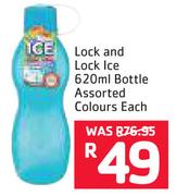 Lock And Lock Ice 620ml Bottle Assorted Colours-Each