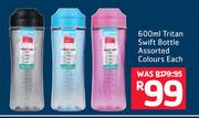 Sistema 600ml Swift Tritan Bottle Assorted Colours-Each