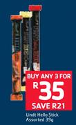 Lindt Hello Stick Assorted-3 x 39g