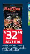 Nestle Bar One Fun Bag Assorted-250g Or Smarties Fun Bag-152g Each