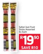 Safari Just Fruit Sticks Assorted-6s Each