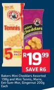 Bakers Mini Cheddars Assorted-198g & Mini Tennis, Marie, Eet-Sum-Mor, Gingernut-200g Each