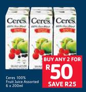 Ceres 100% Fruit Juice Assorted-2 x 6 x 200ml