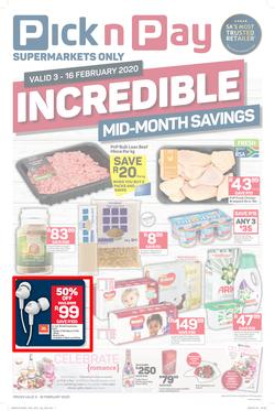 Pick n Pay Western Cape : Incredible Mid-Month Savings (3 Feb - 16 Feb 2020), page 1
