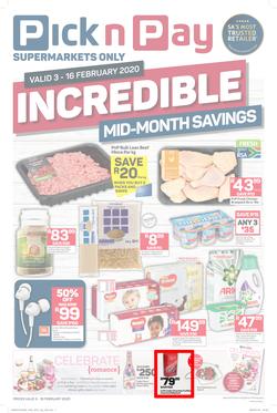 Pick n Pay Western Cape : Incredible Mid-Month Savings (3 Feb - 16 Feb 2020), page 1