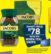 Jacobs Kronung Instant Coffee Assorted-200g Or 230g Refill-Each