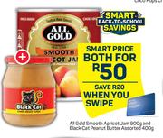 All Gold Smooth Apricot Jam 900g And Black Cat Peanut Butter Assorted 400g-For Both