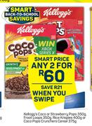 Kellogg's Coco Or Strawberry Pops 350g, FrootLoops 350g, RiceKrispies 400g Coco Pop Cereal-For Any 2