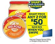 Melrose Cheese Spread 250g Or Wedges 200g Assorted-For Any 2