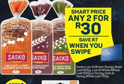 Sasko Low GI Brown Dumpy Seed 800g /Whole Wheat 800g Or Dumpy Oats & Honey White Loaf 700g-For Any 2