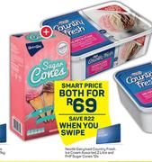 Nestle Dairymaid Country Fresh Ice Cream Assorted 2Ltr And Pnp Sugar Cones 12's-For Both