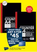 A4 192 Feint & Margin Or Quad & Margin Counter Book-For Any 4