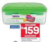 Sistema Slimline Quaddie To Go Lunch Box-1.5L