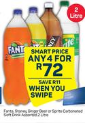 Fanta, Stoney Ginger Beer Or Sprite Carbonated Soft Drink Assorted-For Any 4 x 2L