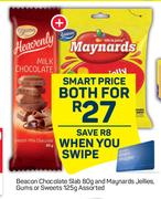Beacon Chocolate Slab 80g & Maynards Jellies Gums Or Sweets 125g Assorted-For Both