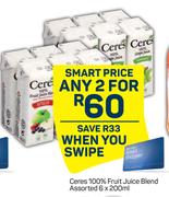 Ceres 100% Fruit Juice Blend Assorted-For Any 2 x 6 x 200ml