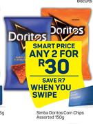 Simba Doritos Corn Chips Assorted-For Any 2 x 150g