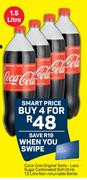Coca-Cola Original Taste Less Sugar Carbonated Soft Drink-For 4 x 1.5L