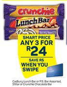 Cadbury Lunch Bar Or P.S Bar Assorted 5 Star Or Crunchie Chocolate Bar-For Any 3