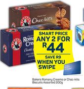 Bakers Romany Creams Or Choc Kits Biscuits Assorted-For Any 2 x 200g