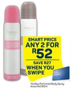 Yardley Perfumed Body Spray Assorted-For Any 2 x 90ml