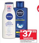 Nivea Body Lotion Or Cream Assorted-400ml Each