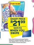 Sta Soft Concentrated Fabric Softener  500ml Refill Or Ready To Use 800ml Assorted-Each