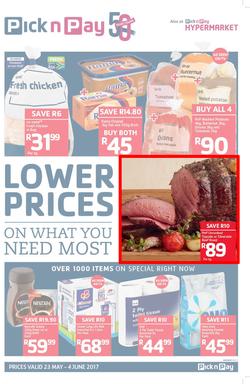 Pick n Pay KZN : Lower Prices On What You Need Most (23 May - 04 Jun 2017), page 1