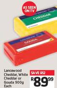 Lancewood Cheddar, White Cheddar or Gouda 900g Each