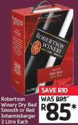 Robertson Winery Dry Red Smooth or Red Johannisberger - 3L each