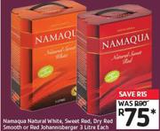 Namaqua Natural White, Sweet Red, Dry Red Smooth or Red Johannisberger - 3L each